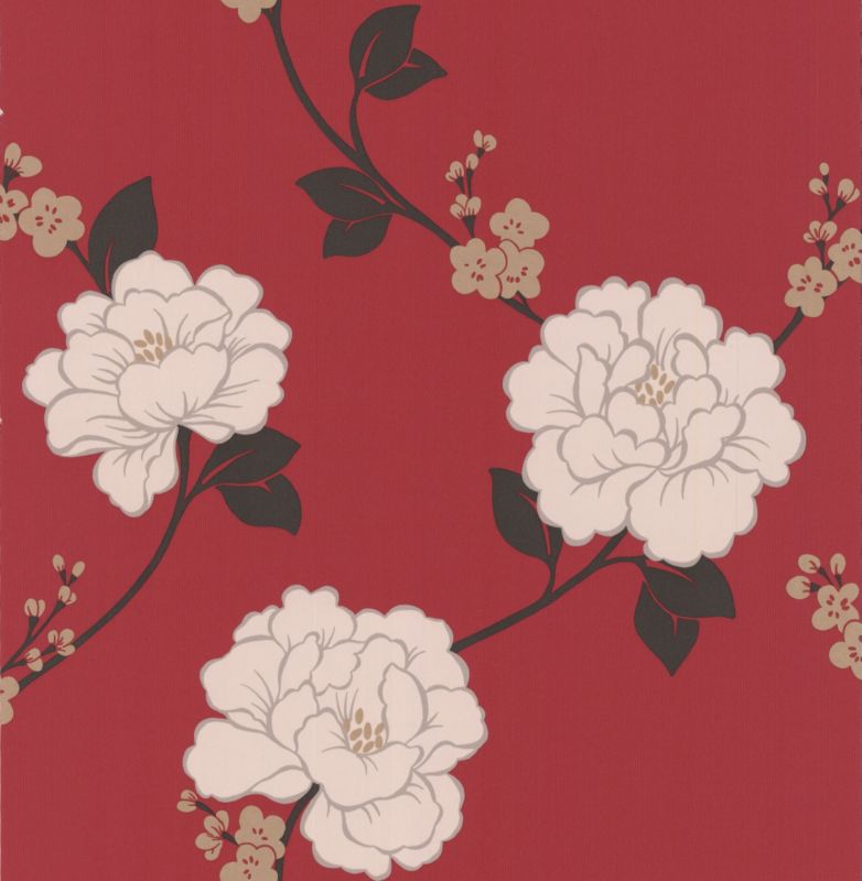 Laurence Llewelyn-Bowen LLB Shantung Wallcovering Red/Cream 10m 59029