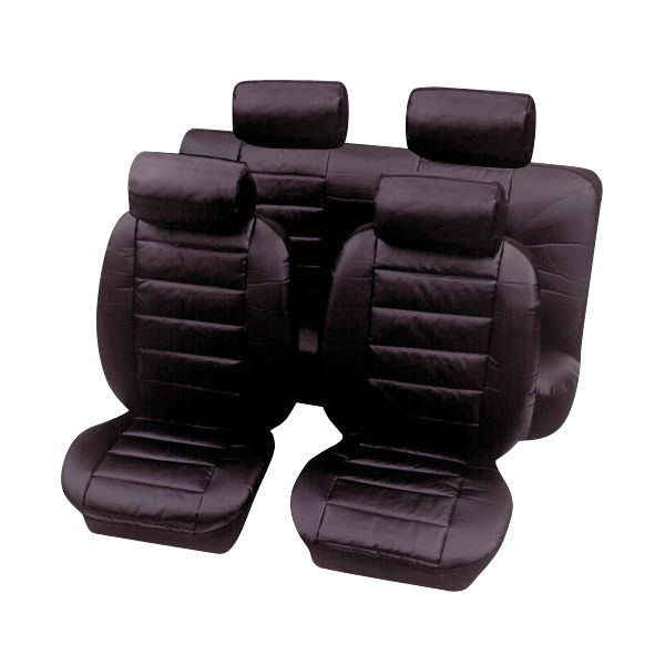 Sakura Leather Look Seat Covers Full Set Black
