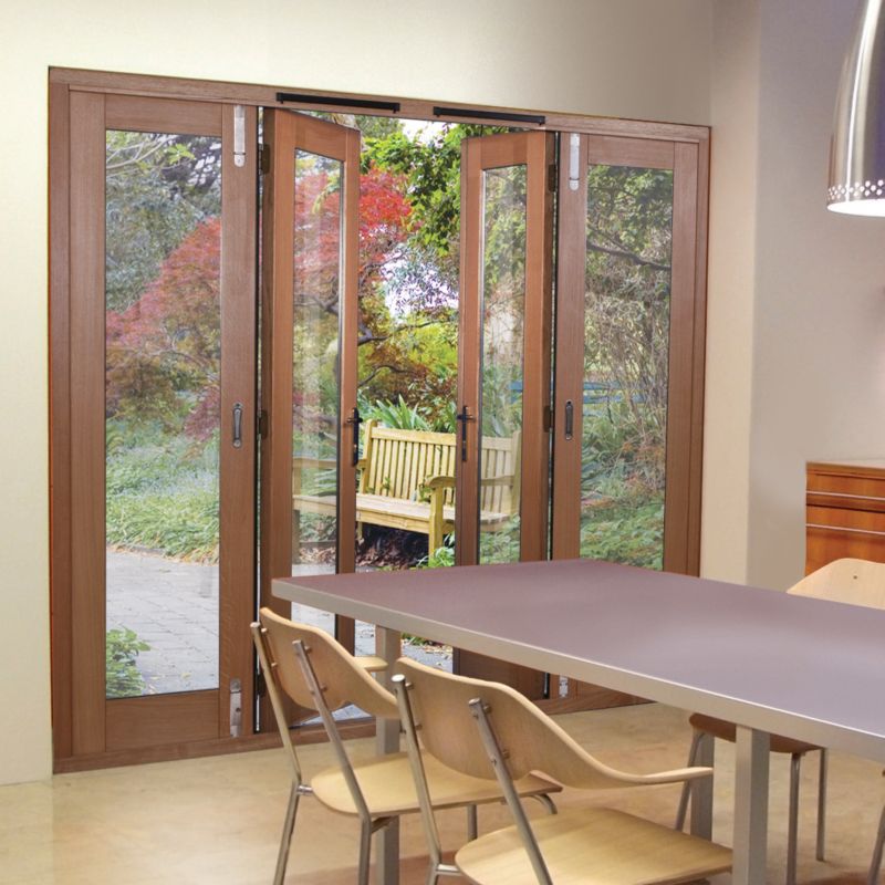 Freedom 8ft Freedom Folding French Door Fir Veneer (H)2090mm x (W)2390 x (D)820mm Gold Effect Handles