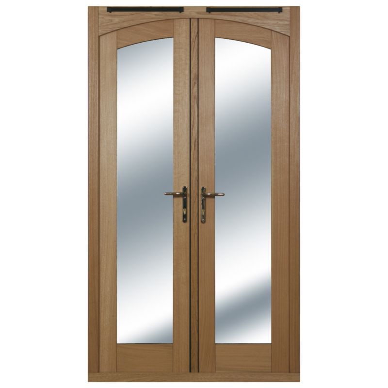 Save on this 5ft Arched French Door White Oak Veneer With Satin Chrome Hardware 2090x1490mm