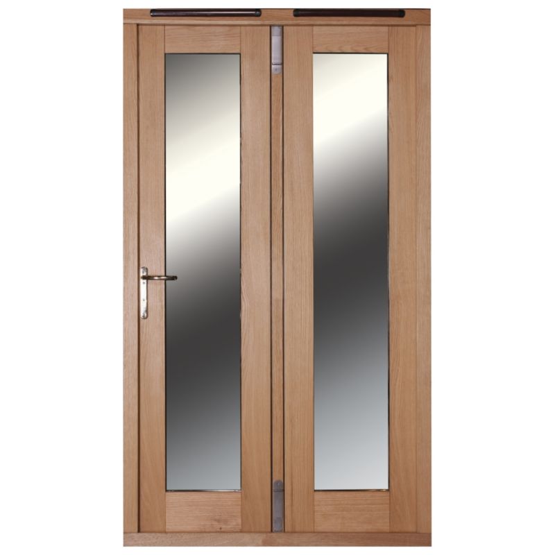 5ft Folding French Door Left Hand White Oak Veneer With Satin Chrome Hardware 2090x1490mm