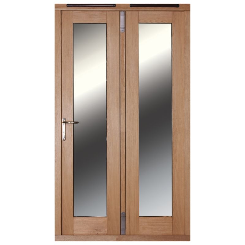 5ft Folding French Door Right Hand White Oak Veneer With Satin Chrome Hardware 2090x1490mm