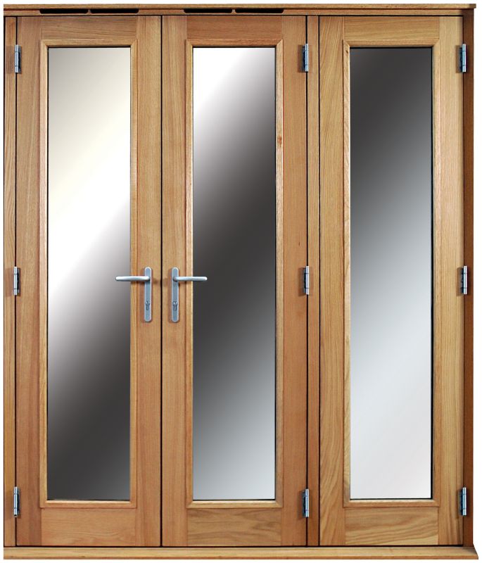 6ft Folding French Door Left Hand White Oak Veneer With Satin Chrome Hardware 2090x1790mm