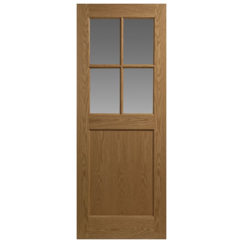 Kentmere 4 Lite Glazed Oak Veneer Prefinished Exterior Door H1981 x W838 x D44mm