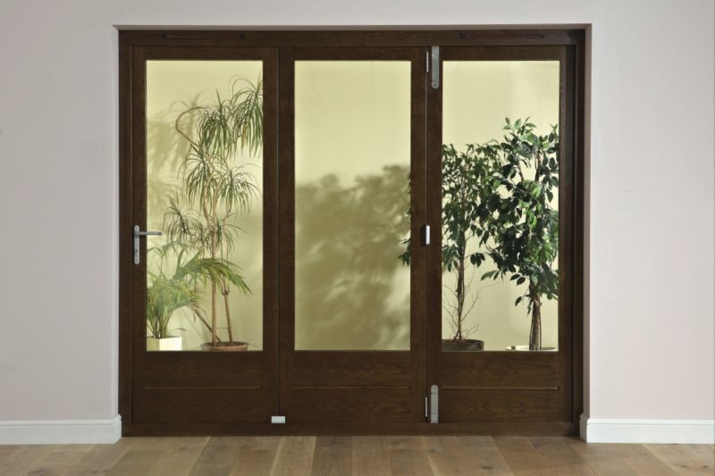 B&Q 6ft Dark Oak Tri-Fold Left Hand Folding Exterior Door 2090x1790mm