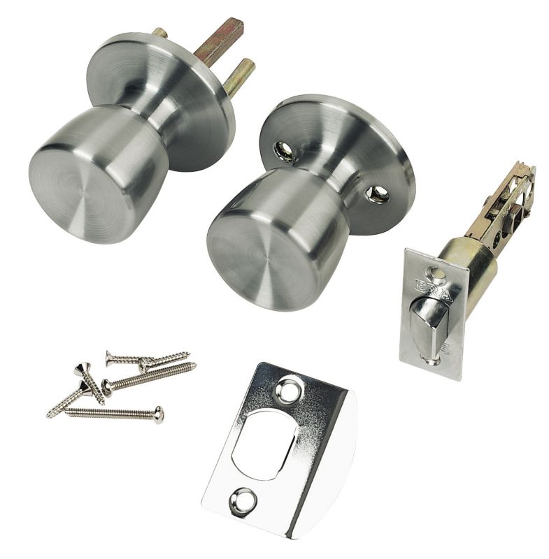 Mortice Passage Knob Set Satin Silver 67mm