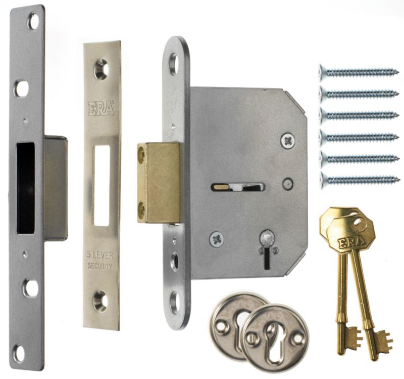 ERA 5 Lever Viscount Mortice Lock Chrome Effect