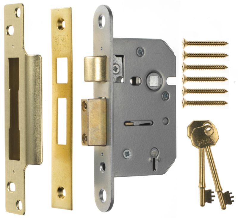 ERA 5 Lever Viscount Mortice Lock Brass Effect