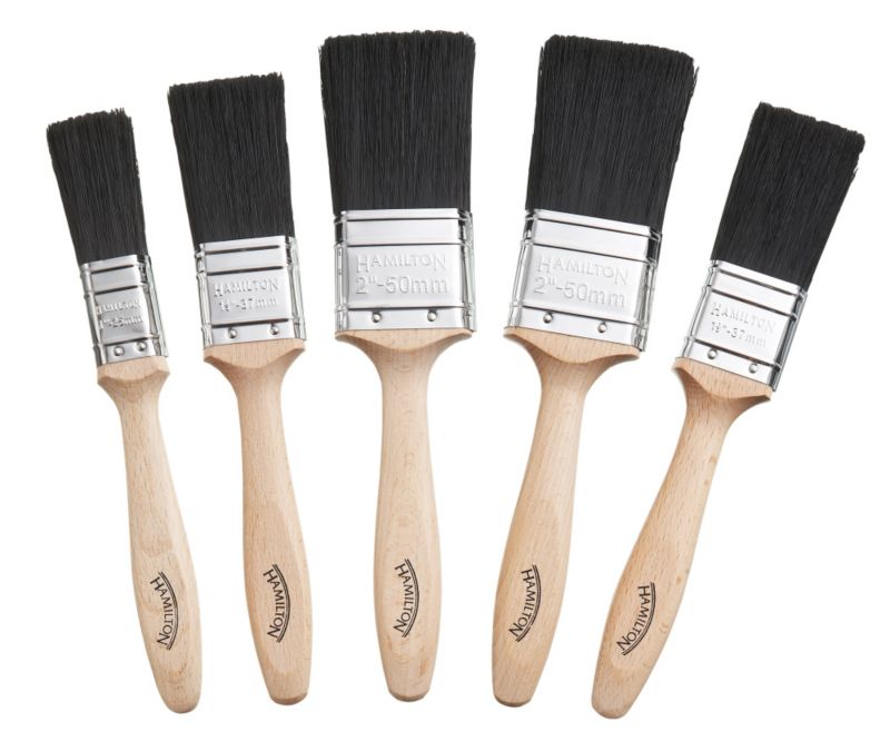 Hamilton Trade Paint Brush 5 Pack 253750mm 1 Inch 15 Inch 2 Inch