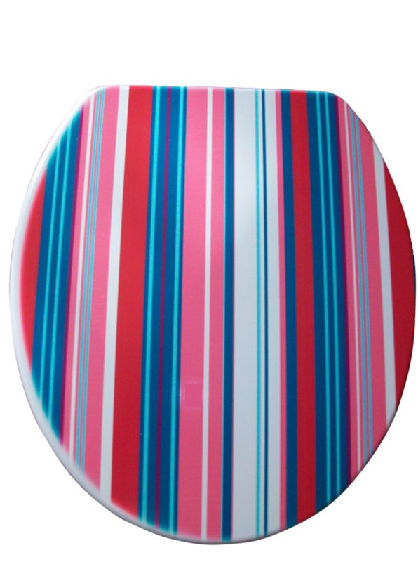 Moulded Wood Toilet Seat Multi-Colour Stripe