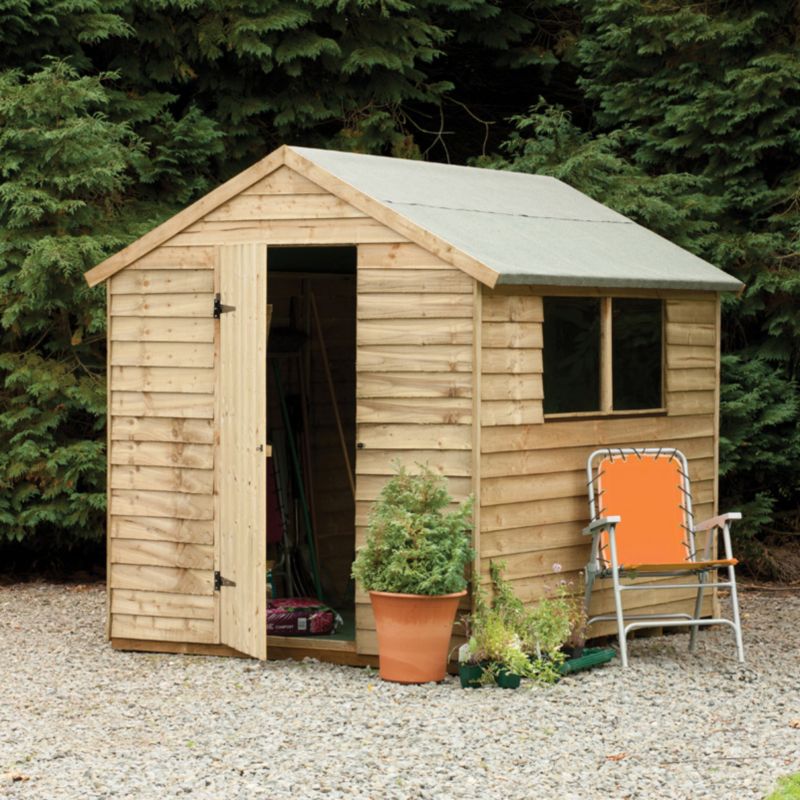 8x6 Pressure Treated Overlap Wooden Shed With 2 Windows - Home 