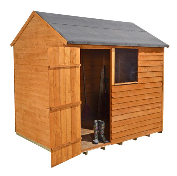 8x6 Overlap Wooden Shed With Reverse Roof - Home Delivered With 