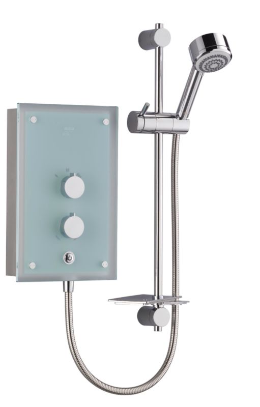 Azora 9.8kw Electric Shower Frosted Glass