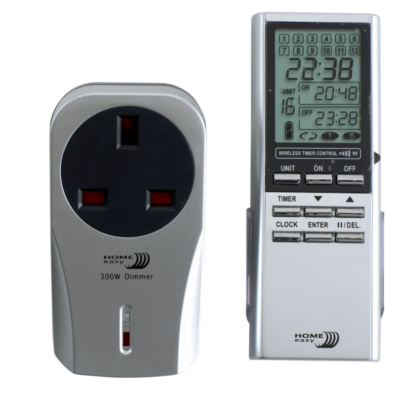 Home Easy Remote Control Dimmable Socket and Timer Silver Effect