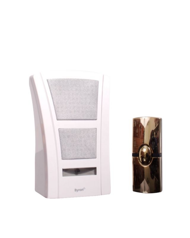 Wire Free Portable Door Chime White ChimeBrass Effect