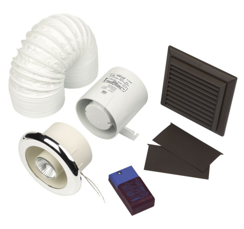 Xpelair Britex In Line Chrome 30W Shower Extractor Fan Kit