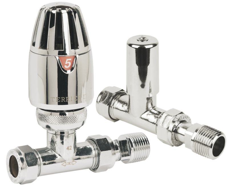 Pegler Terrier Chrome Thermostatic Radiator Valve 15mm Straight