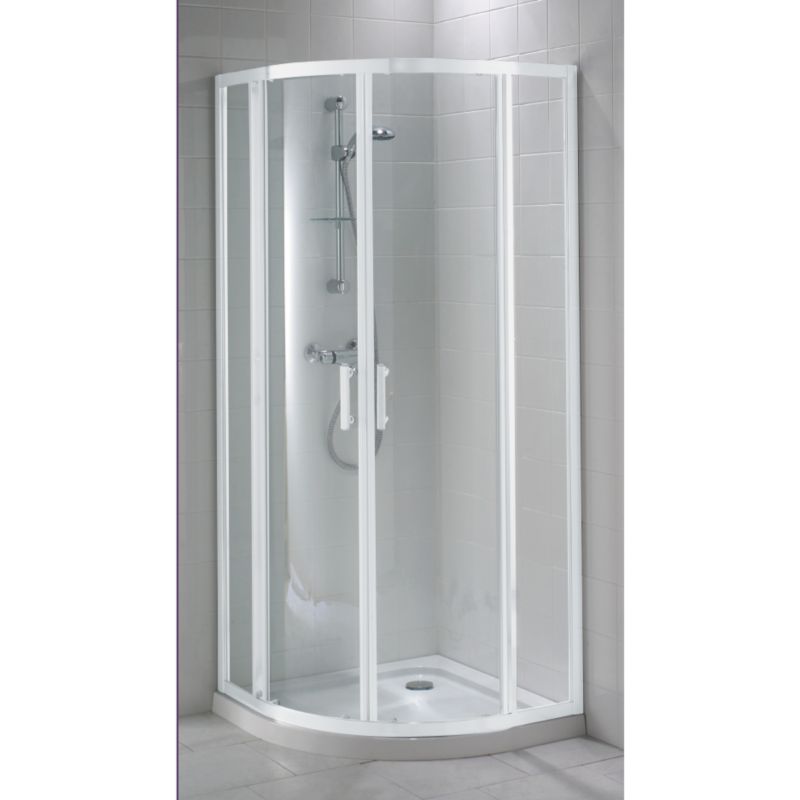 Valencia Semi-Frameless Quadrant Enclosure White/Clear (H)1850 x (W)800 x (D)800mm