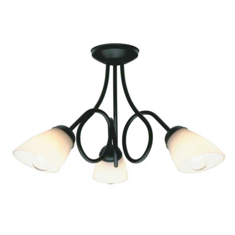 Unbranded Merley Semi Flush Ceiling Light Matt Black