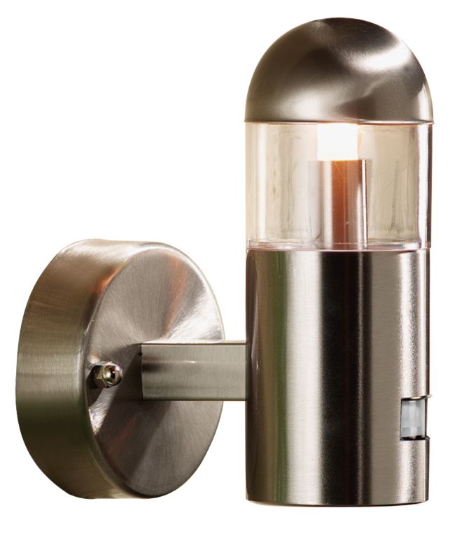 Button Outdoor Wall Light with PIR in Stainless