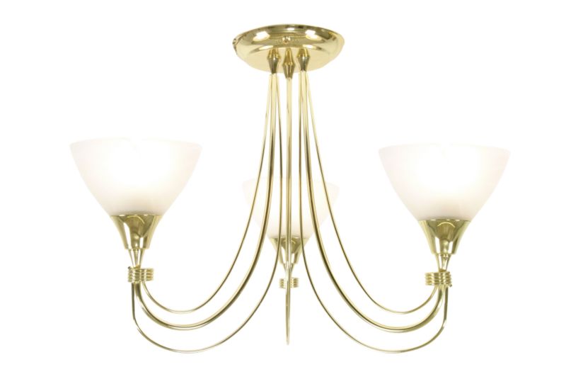 Alfaro 3 Light Brass Effect Semi Flush