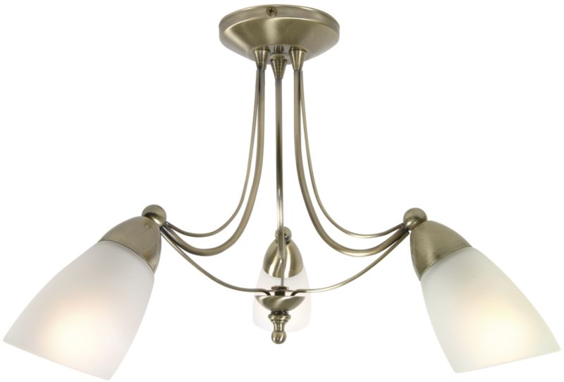 Venus Antique Brass Effect 3 Light Semi Flush