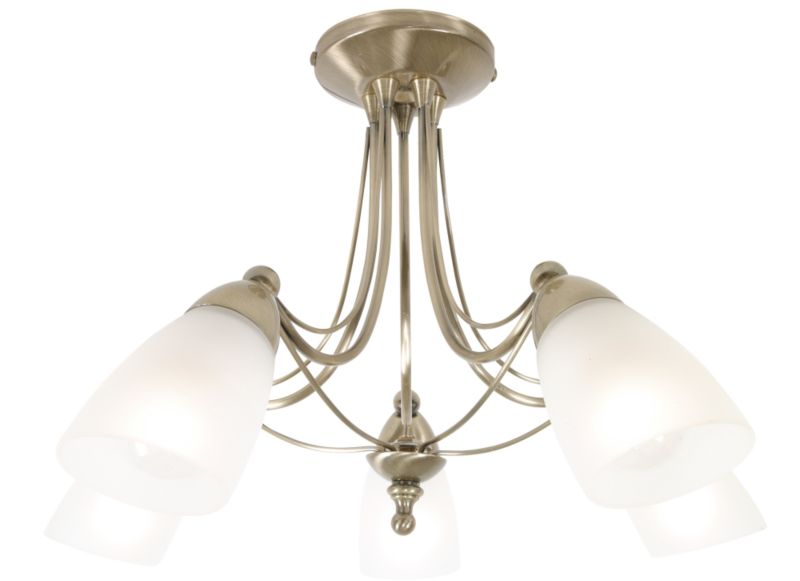 Venus Antique Brass Effect 5 Light Semi Flush