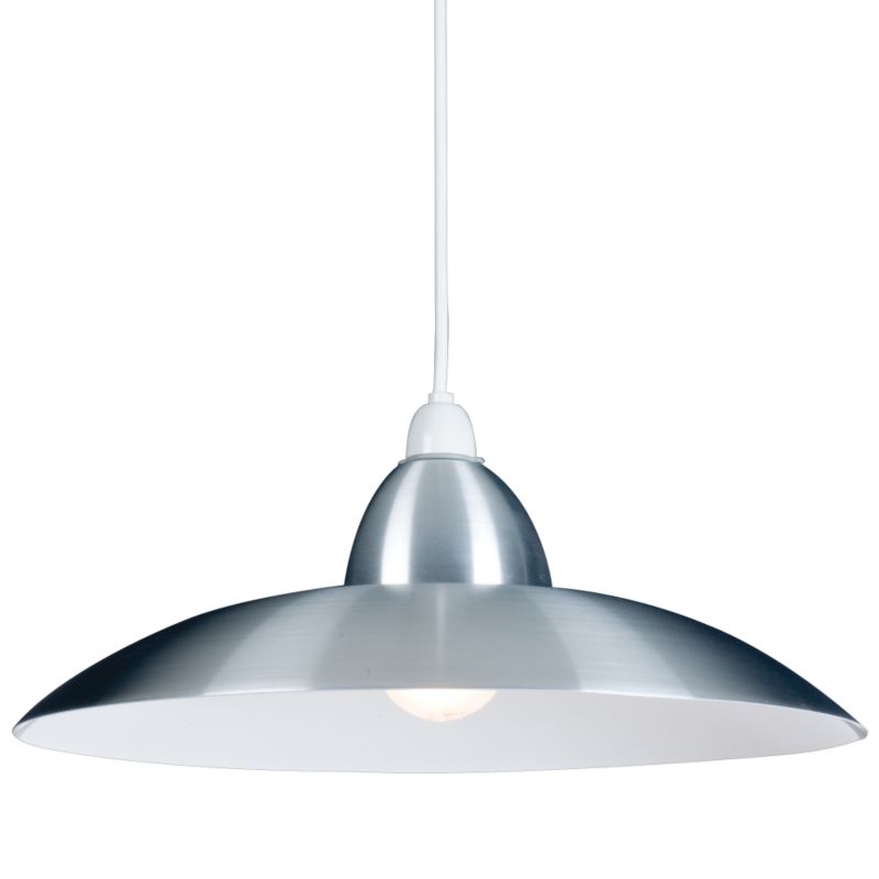 Kira Curved Metal Pendant Light Shade Brushed Aluminium