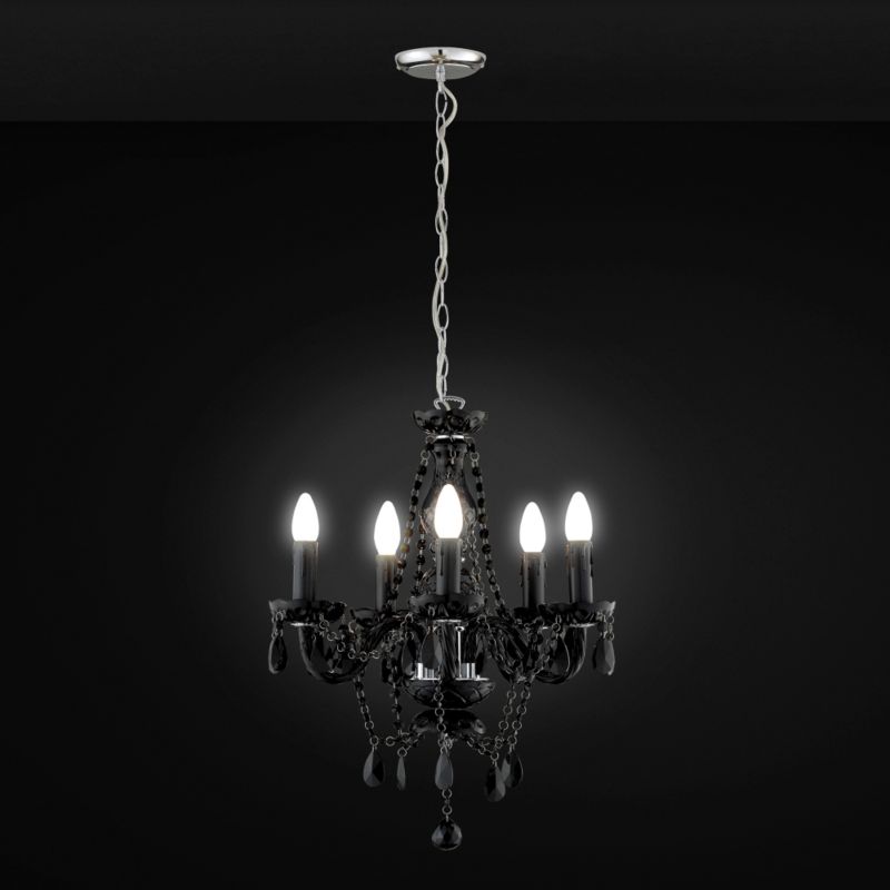 Beatrice Five Pendant Light Black Glass