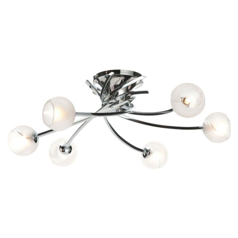 Tempest 6 Light Metal and Glass Ceiling Light