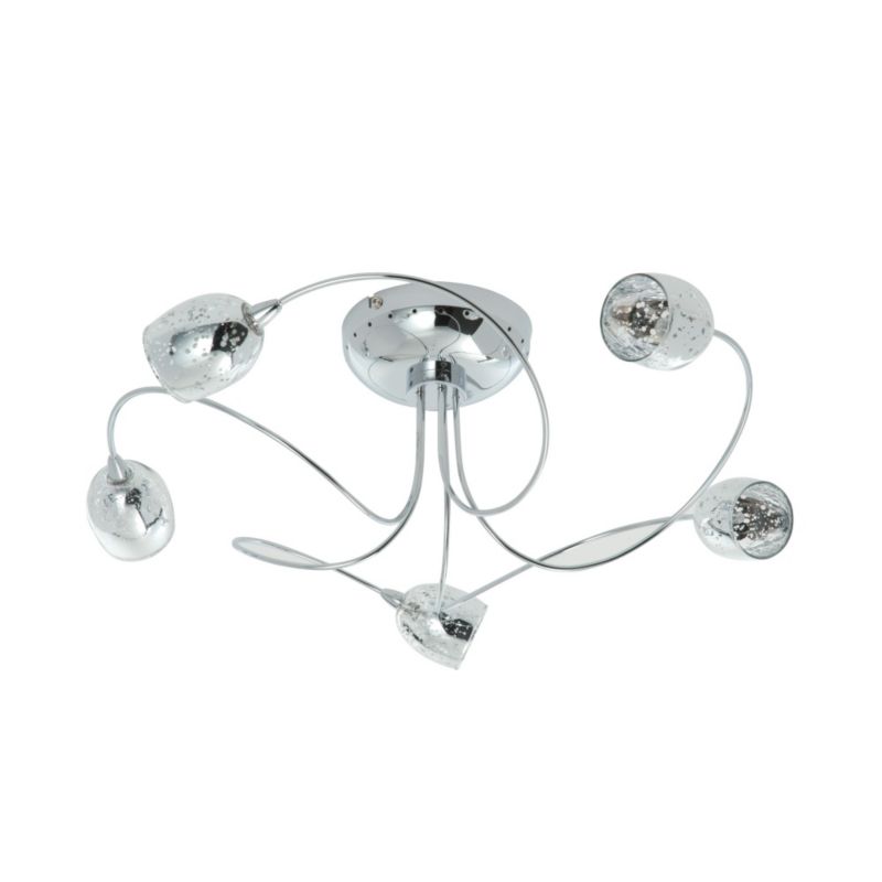 Poole Lighting Aero 5 Light Metal and Glass Ceiling Light