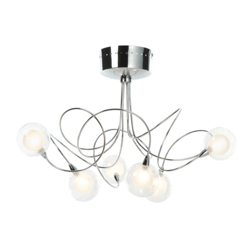 Poole Lighting Freefall 6 Light Metal and Glass Ceiling Light
