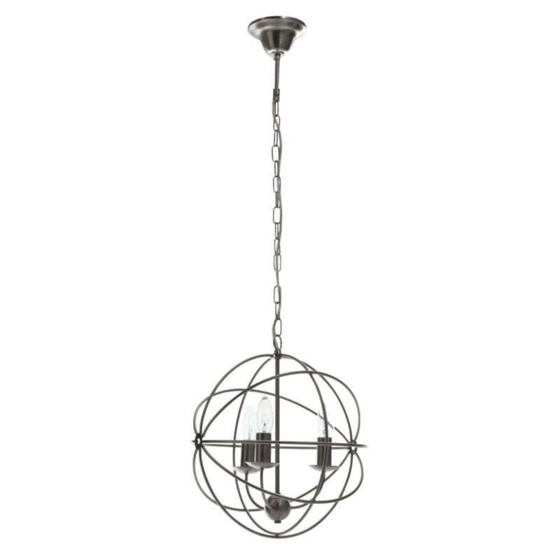 3 Light Steel Ceiling Light in Brushed