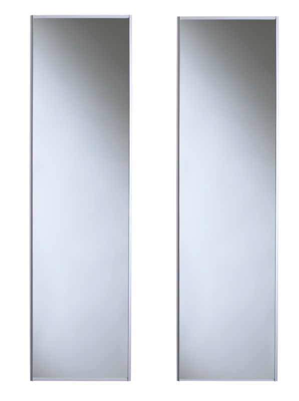 Twin Pack Value Mirror Sliding Doors White 610mm