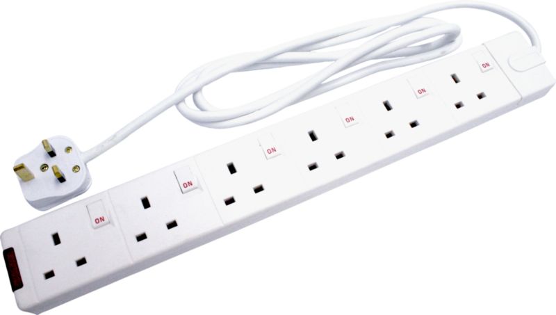 Masterplug 6 Socket Individually Switched Extension Lead 2m