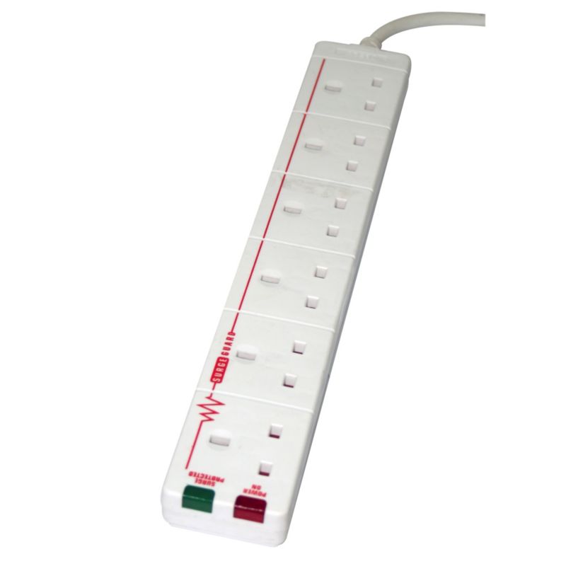 Masterplug 6 Socket Surge Protected Extension Lead 2m SRG62 BD