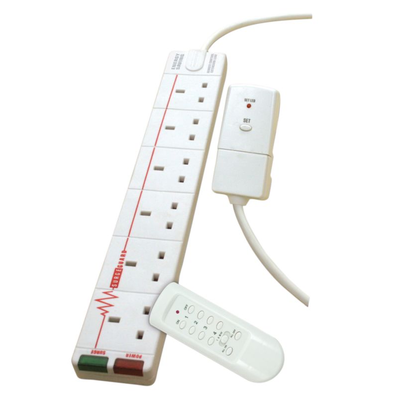 Masterplug Surge Protected Power Centre with Remote Control 2m SRGRF62BQ MS