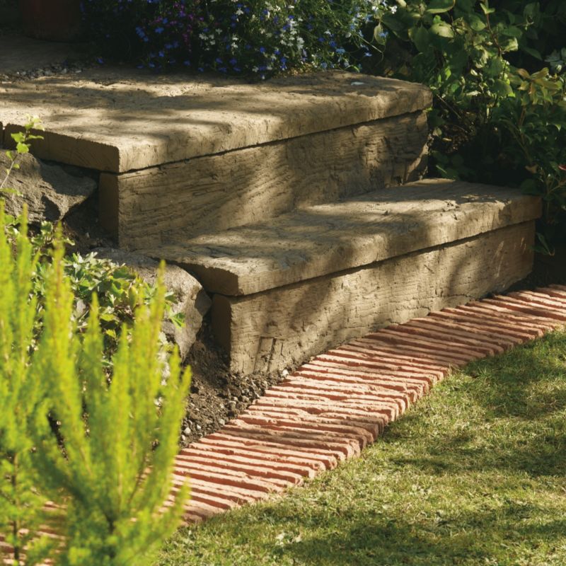 Bradstone Concrete Log Sleeper Corner Antique Brown (l)25 X (w)25cm from the Garden Paving Supplies