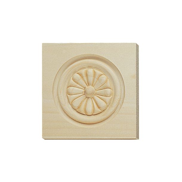 Winther Browne Hand Carved Flower Corner Block HC736C White Hardwood W90mm