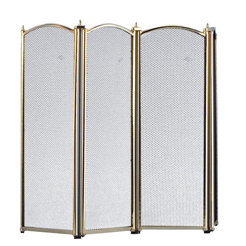 Fire Screen 4 Fold Brass Effect H635mm