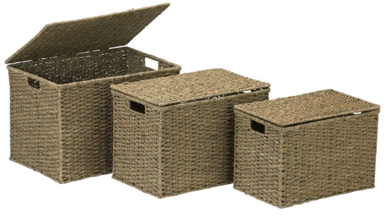 Slemcka Storage Boxes Natural Seagrass Set Of 3
