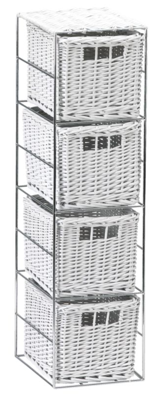 Slemcka Wicker Four Drawer Storage Tower White