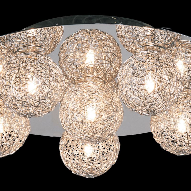 Unbranded Astratto 6 Light Ceiling Plate with Tangle Mesh Shades 02640 Chrome Effect Finish (Dia) 340mm