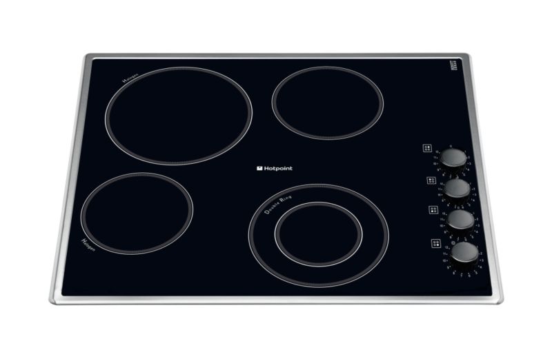 Hotpoint 60cm Halogen Ceramic Hob Black with Stainless Steel Fame