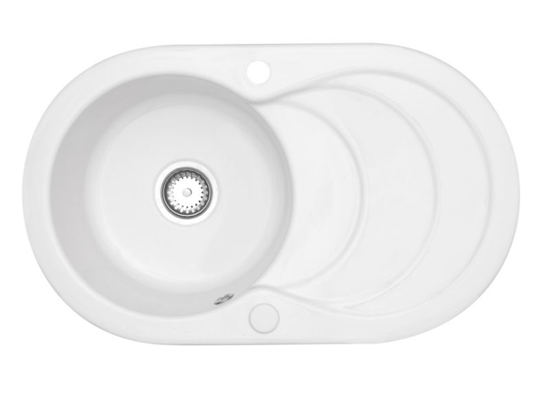 Cascade White Ceramic Single Bowl Sink