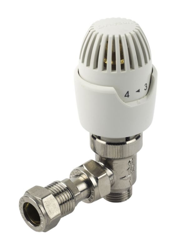 Drayton RT212 White and Chrome Thermostatic Radiator Valve 10mm Angled