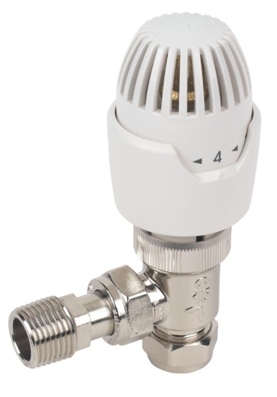 Drayton RT212 White and Chrome Thermostatic Radiator Valve 15mm Angled