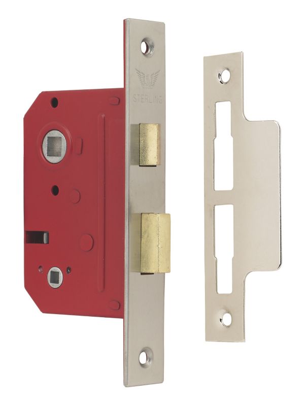 Sterling 65mm Bathroom Mortice Lock Nickel 25 inch