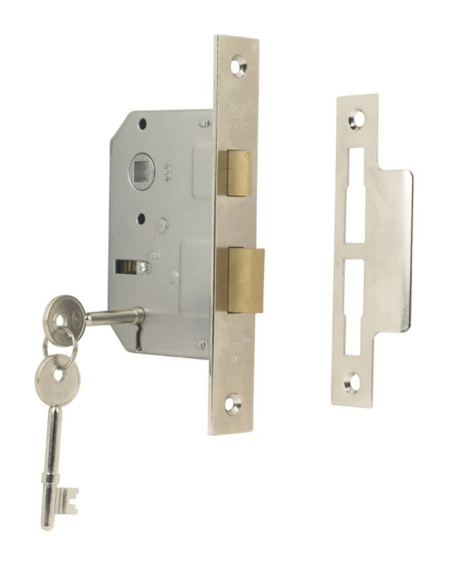 Sterling 3 Lever Mortice Sashlock Nickel 25 inch 44mm