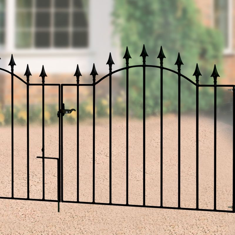 Burbage Ironcraft Spear Domed Low Double Gate Black Primer H108m Opening Size W3 305m